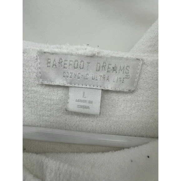 Barefoot Dreams Cozychic Ultra Lite Hoodie Women's Large White Kangaroo Pocket - Picture 3 of 8